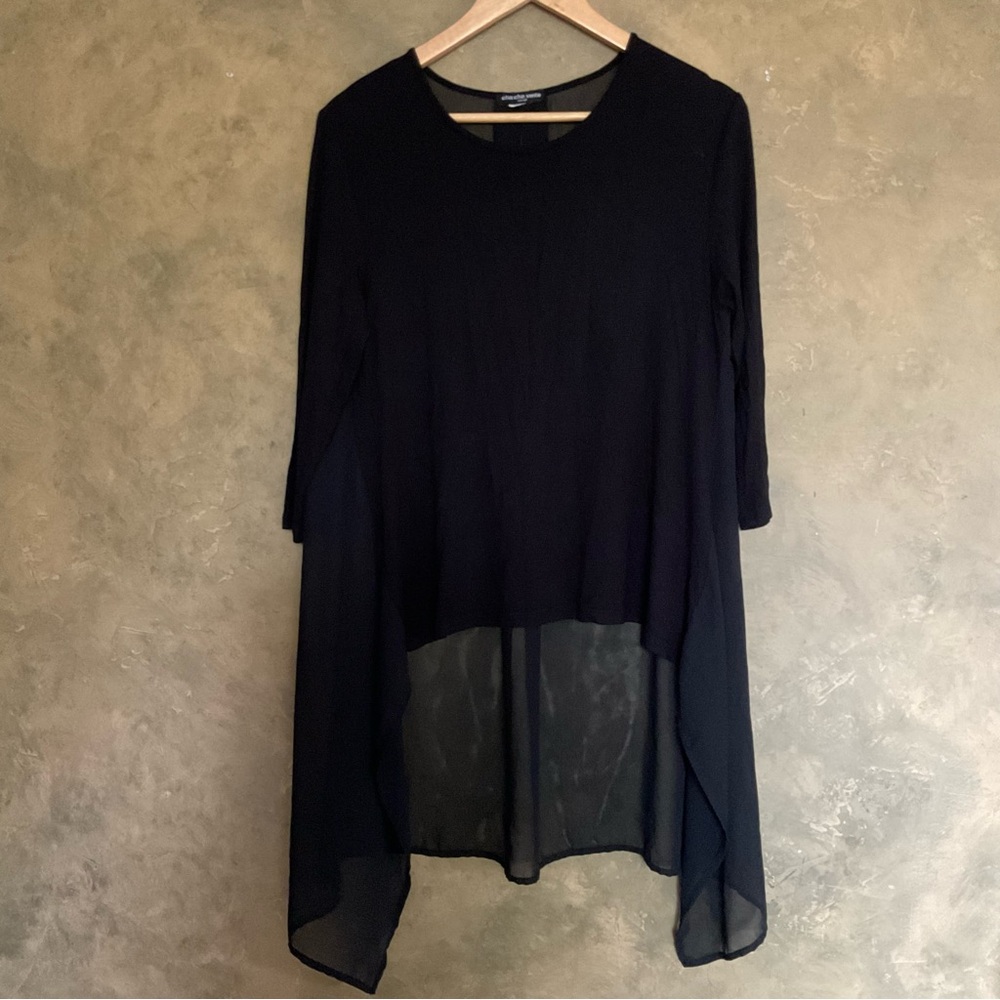 Cha Cha Vente Oversized Hi-lo Semi-Sheer A-Line Tunic Top